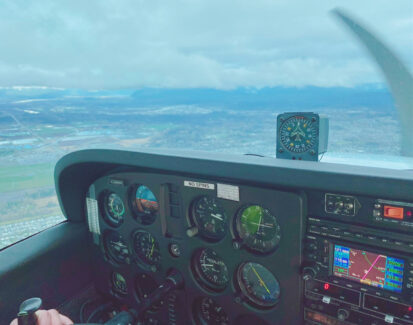 Cessna 172 Cockpit During Flight Training over Vancouver